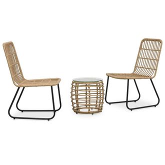 vidaXL 3 Piece Bistro Set Poly Rattan Oak, 48583