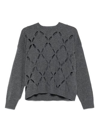 Liu Jo Gray Sweater With Perforated Pattern