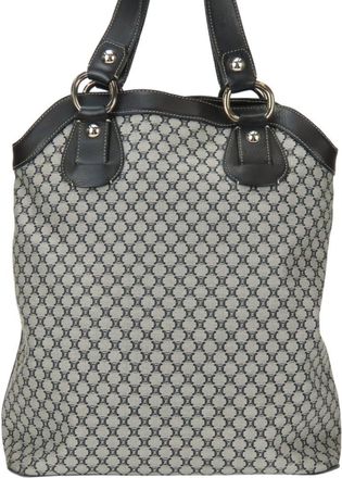Celine Macadam Black Gray Canvas Leather Tote Bag (Pre-Owned)
