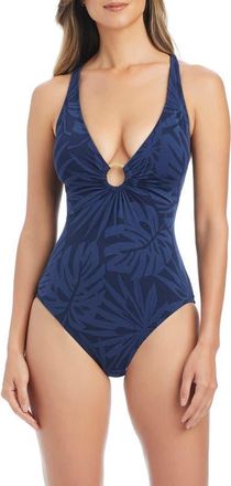 Bleu Rod Beattie Cross Back One-Piece Swimsuit in Midnight at Nordstrom, Size 14