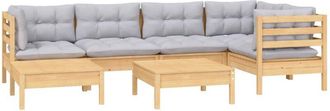 vidaXL Juego De Muebles De Jard&iacute;n 7 Pzas Y Cojines Madera Maciza Pino Vidaxl
