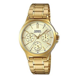 Casio Mens CASIO DRESS Series waterproof Stainless Steel Color Mens Gold Analog MTP-V300G-9A