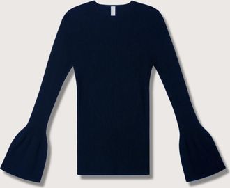 CFCL Womens Soft Portrait Bell Sleeve Top In Dark Navy