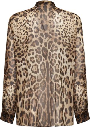 Dolce & Gabbana Womens Georgette Shirt Leo Print Multicolour Silk