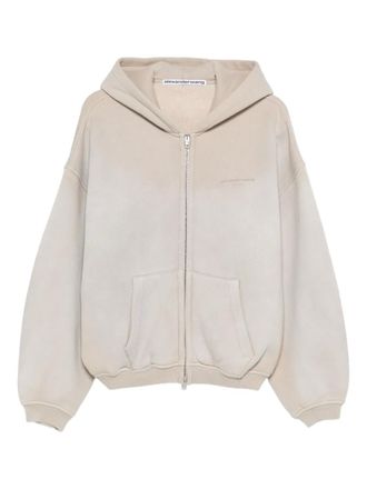 Alexander Wang crystal-embellished hoodie - Neutrals