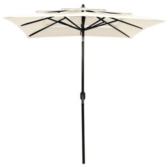 Berkfield Home 3-Tier Parasol with Aluminium Pole Sand 2x2 m in Beige