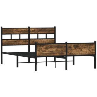 vidaXL Estructura De Cama Sin Colch&oacute;n Madera Roble Ahumado 137x190 Cm Vidaxl