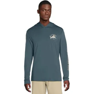 Salty Crew Lurking T-Shirt Mens Blue Fin Cotton Hooded Long Sleeve GBO1044