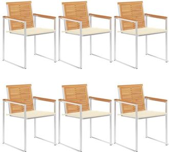 vidaXL Vidaxl - Sillas De Jard&iacute;n Y Cojines 6 Unidades Madera Maciza De Acacia