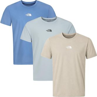 The North Face Mens 3 Pack Centre Logo T-Shirt Blue/Grey/Beige - Multicolour Cotton - Size X-Large