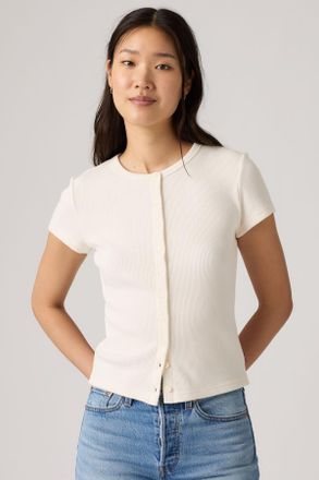 Levi's Rory Button Through Tee - Women - XS - White / Egret Rib