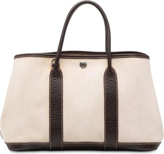 Herm&egrave;s Pre-owned Womens Toile And Negonda Garden Party 30 - Ivory Textile - One Size