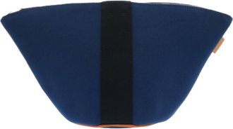 Hermès Black Indigo Blue Red Color Canvas Cotton Pouch (Pre-Owned)
