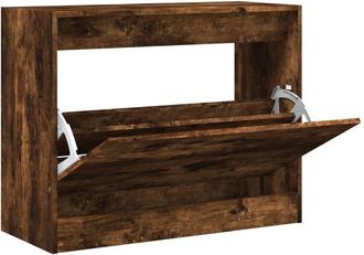 vidaXL Vidaxl - Zapatero de madera de ingeniería roble ahumado 80x34x63 cm