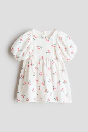 H&M Cotton Muslin Dress in White/cherries at Nordstrom, Size 12M