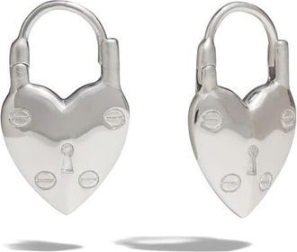 Awe Inspired Padlock Heart Huggie Earrings in 925 Sterling Silver at Nordstrom