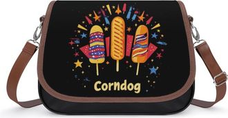 Generic Corndog Funny Crossbody Bag Womens Handbag PU Message Bags Shoulder Purse with Adjustable Strap
