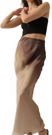 Promesa High-Waist Ombre Woven Maxi Skirt In Brown