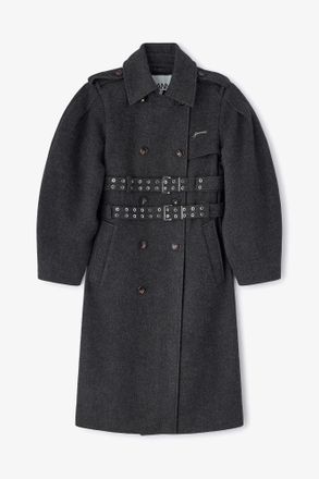 Ganni Mixed Wool Trench Coat - Size 2