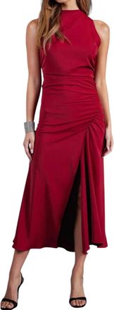 Bishop + Young Stroke Of Midnight Elle Halter Dress In Scarlett