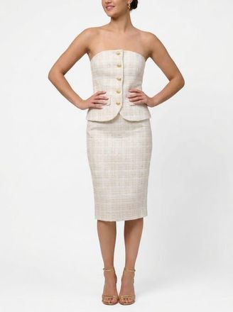 Rachel Roy Ellison Tweed Peplum Midi Dress in White at Nordstrom, Size 10