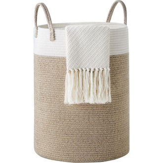 OEM Cesto De Ropa Sucia, Cesta De Algod&oacute;n Con Cuerda, Cesta Para Ropa Sucia (38 Cm De Di&aacute;metro X 50 Cm De Alto, Marr&oacute;n)