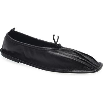 Hereu Puntera Pleated Square Toe Flat in Black at Nordstrom, Size 11.5Us
