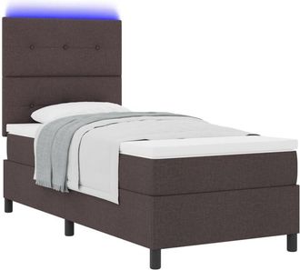 vidaXL Box Spring Bed with Mattress Dark brown 90 x 200 cm Fabric Vidaxl