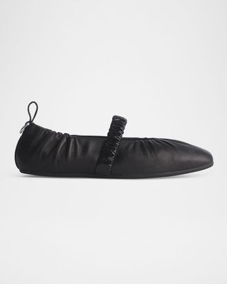 Rag & Bone Spire Ruched Leather Mary Jane Ballerina Flats