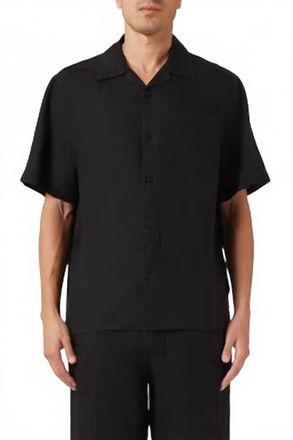 Wax London Didcot Shirt In Black Washed Linen