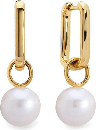 Monica Vinader Alta Freshwater Pearl Slim Huggie Hoop Earrings in 18Ct Gold Vermeil /Pearl at Nordstrom