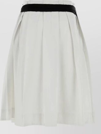Prada gabardine skirt pleated design contrast waistband