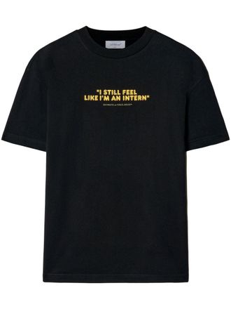 Off-white T-shirt met tekst - Zwart