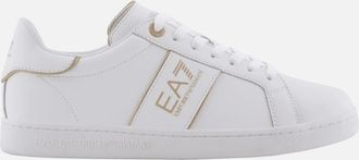 Emporio Armani Mens Lace Up White/Gold Leather Trainer - Size: 10