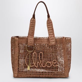 Chlo&eacute; East-West Summer Banana Tote Bag Summery Beige in Raffia