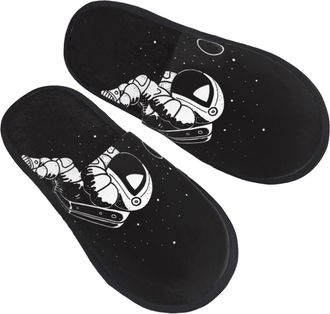 Generic Plush Slippers Astronaut Floating In Cosmos Reusable Slippers Furry House Shoes For Guest Room Spa Women M