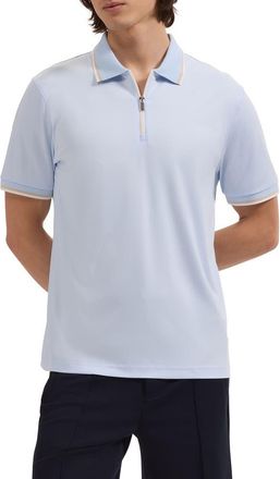 Bugatchi Quarter Zip Polo in Ice at Nordstrom, Size Xx-Large