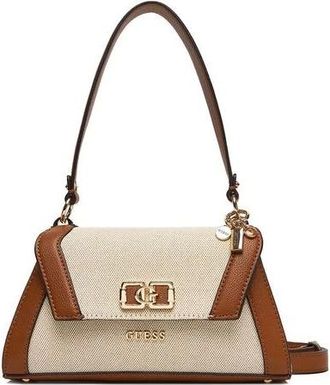 Guess Tassen, Dames, Beige, ONE Size, Katoen, Karnilla Schoudertas met Klep