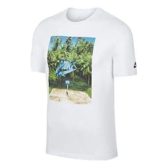 Nike Mens Nike SS22 Sportswear Landscape Pattern Printing Round Neck Short Sleeve White T-Shirt BV7498-100