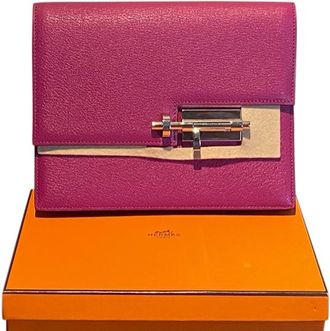 Hermès Magnolia Mysore Goatskin Verrou Clutch PHW