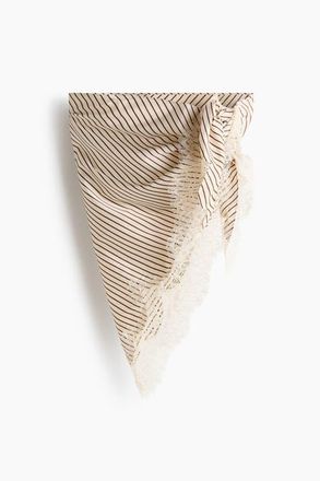 H&M Lace-trimmed Triangle Scarf in Light Beige/striped at Nordstrom