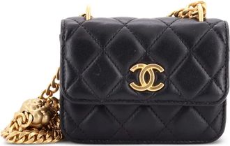 Chanel Sweet Camellia Flap Clutch with Chain Quilted Lambskin Mini crossbody bag - Zwart