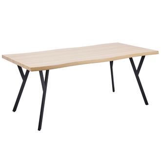Beliani Beliani - Mesa De Comedor Rectangular Moderna Tablero Mdf Patas Base De Acero 180 X 90 Cm Madera Clara Alton