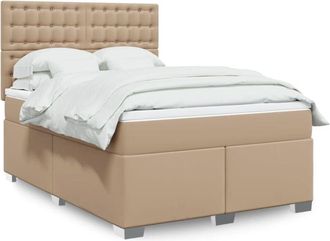 vidaXL Vidaxl - Cama Box Spring Con Colch&oacute;n Cuero Sint&eacute;tico Capuchino 140x190cm