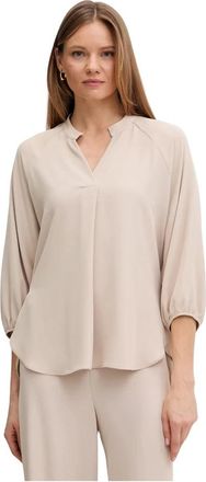 Joseph Ribkoff Overhemden, Dames, Beige, S, Polyester, Boxy Top Met Mandarijnkraag
