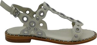 Ash Metallic versierde leren sandaal - Dames - Sandalen - Wit - 36 EU - Leer - Schoenen