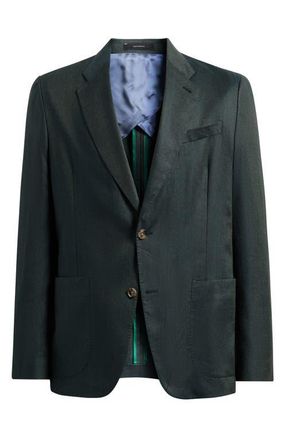 Paul Smith Marylebone Solid Linen & Wool Twill Sport Coat in Green at Nordstrom, Size 44