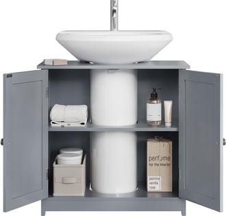 Woltu Mobiletto Bagno Cassettiera Bagno Armadietto Bagno Mobile Sottolavabo Per Bagno Grigio - Woltu