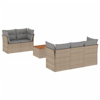 vidaXL Conjunto De Sof&aacute; De Jard&iacute;n De 6 Piezas Con Cojines, Color Beige, Polirat&aacute;n Vidaxl