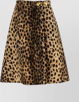 Valentino Garavani wool skirt with animal print and gold hardware